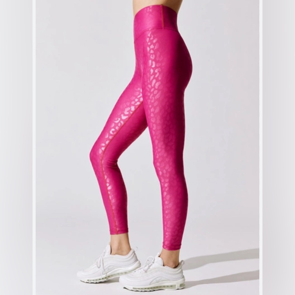 CARBON38 High Rise 7/8 Legging In Leopard Takara Shine In Magenta